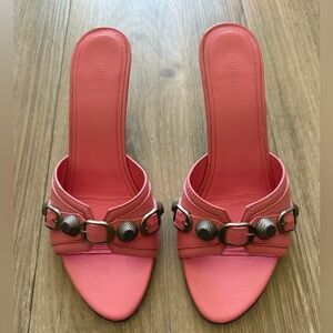 Balenciaga Hot Pink Buckle Detail Mules - Size 37.5